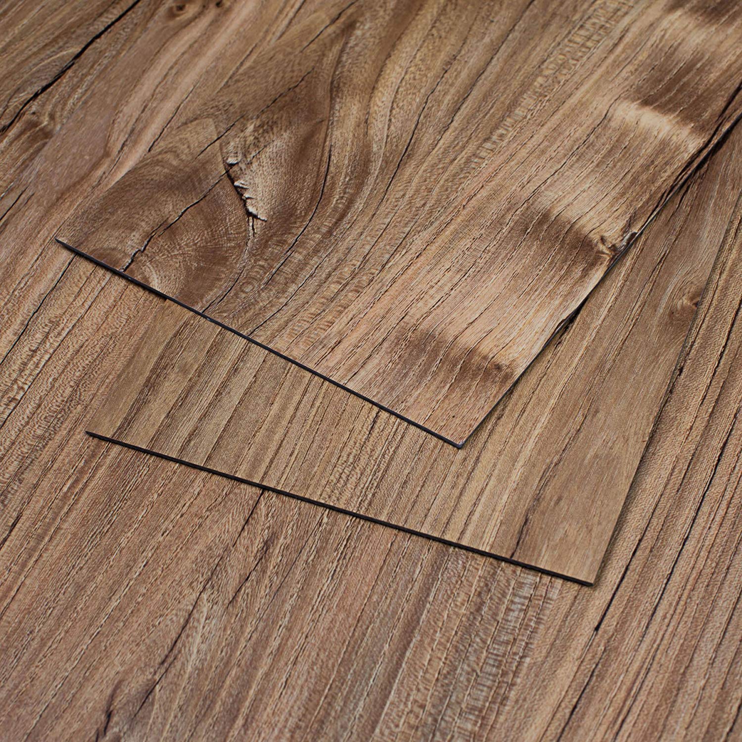 Maykke 47 Sq Ft Restored Pine Vinyl Plank Flooring 48 X 6 Resembles Hardwood Or Use For Wood Accent Wall Pack Of 24 Easy Install Pine Brown