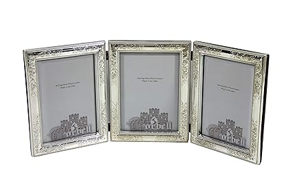 Corbell Silver Sterling 925 Engraved 5 X 7 Hinged Triple Frame