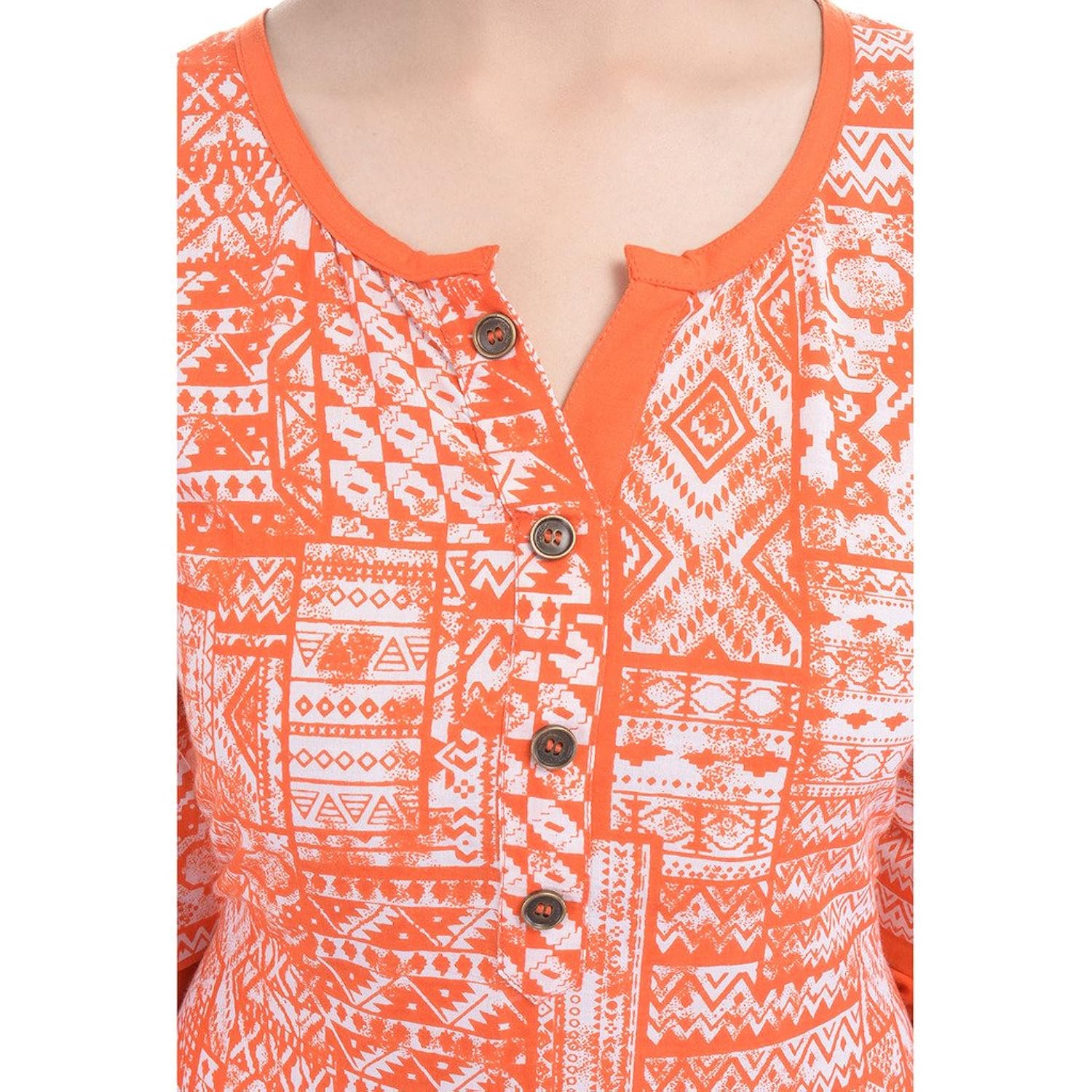 gulmohar jaipur women's cotton printed kurti (orange)