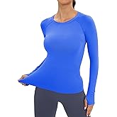 MathCat Workout Seamless Shirts for Women Long-Sleeved Yoga Running Breathable Thumb Holes Tops