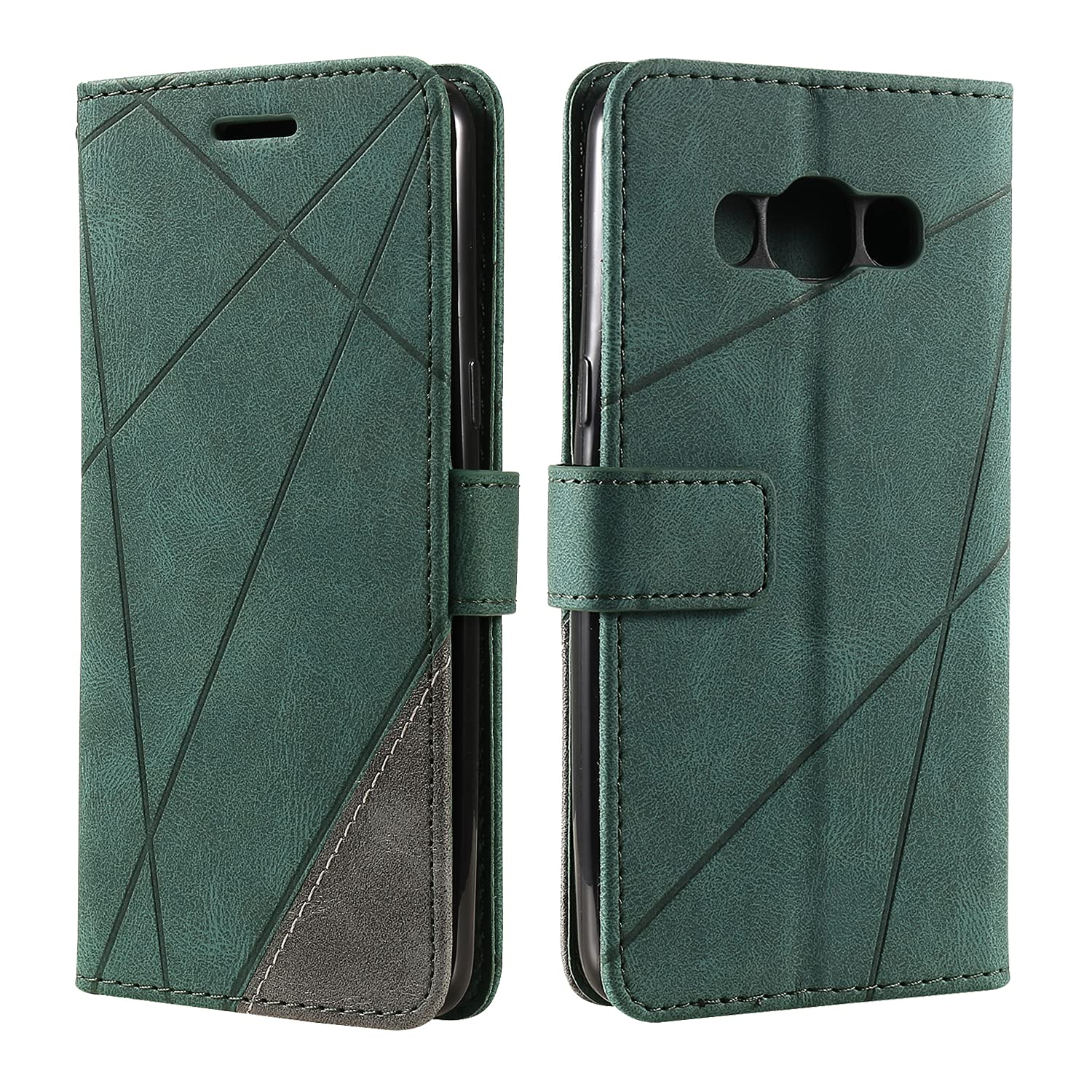 SONWO Case for Galaxy J5 2016 Case, Premium Leather Flip Wallet Case Magnetic Closure Card Slots Kickstand Phone Case for Galaxy J5 2016, Green