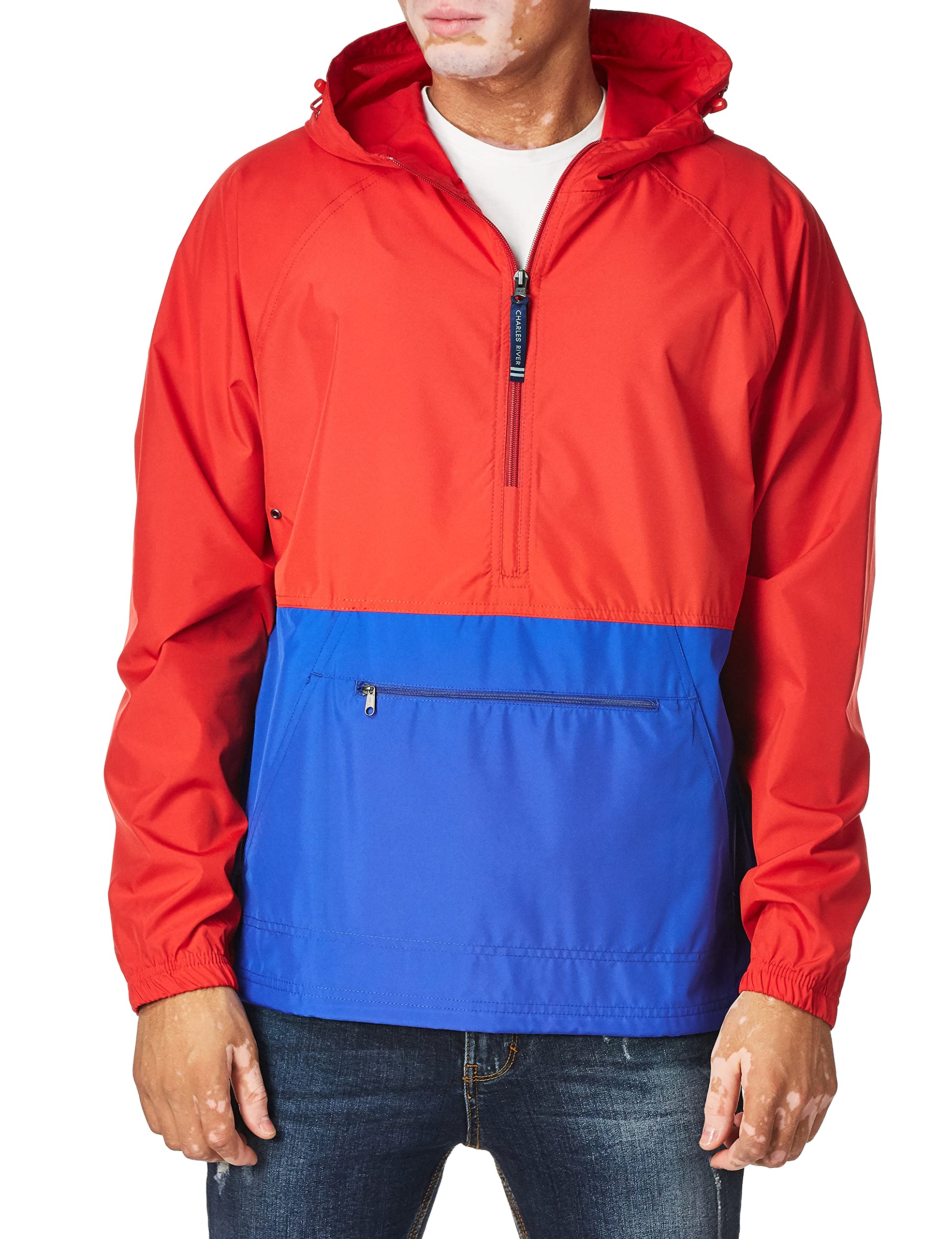Charles River Apparel Pack-N-Go Windbreaker Pullover Hooded Jacket – Unisex Lightweight Water-Resistant Windbreaker Jackets - Packable Jacket for Running and Hiking (Red/Royal, M) Image Charles River Apparel Pack-N-Go Windbreaker Pullover Hooded Jacket – Unisex Lightweight Water-Resistant Windbreaker Jackets - Packable Jacket for Running and Hiking (Red/Royal, M) Image