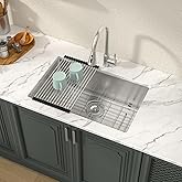 Lordear 28 Kitchen Sink Undermount 16 Gauge Stainless Steel Single Bowl Under Counter Handmade Kitchen Sink Basin, 28"x18"x10