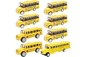 Restroma 8 Pcs School Bus Toy Pull Back School Bus Yellow Car Bus for Boys Girls Kids Birthday Gifts Classroom Rewards, 3 Style