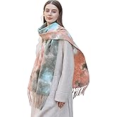 Wander Agio Women’s Tie-Dye Scarf Soft Cashmere-Like Winter Wrap Long Lightweight Shawl with Tassel Fashion Scarves