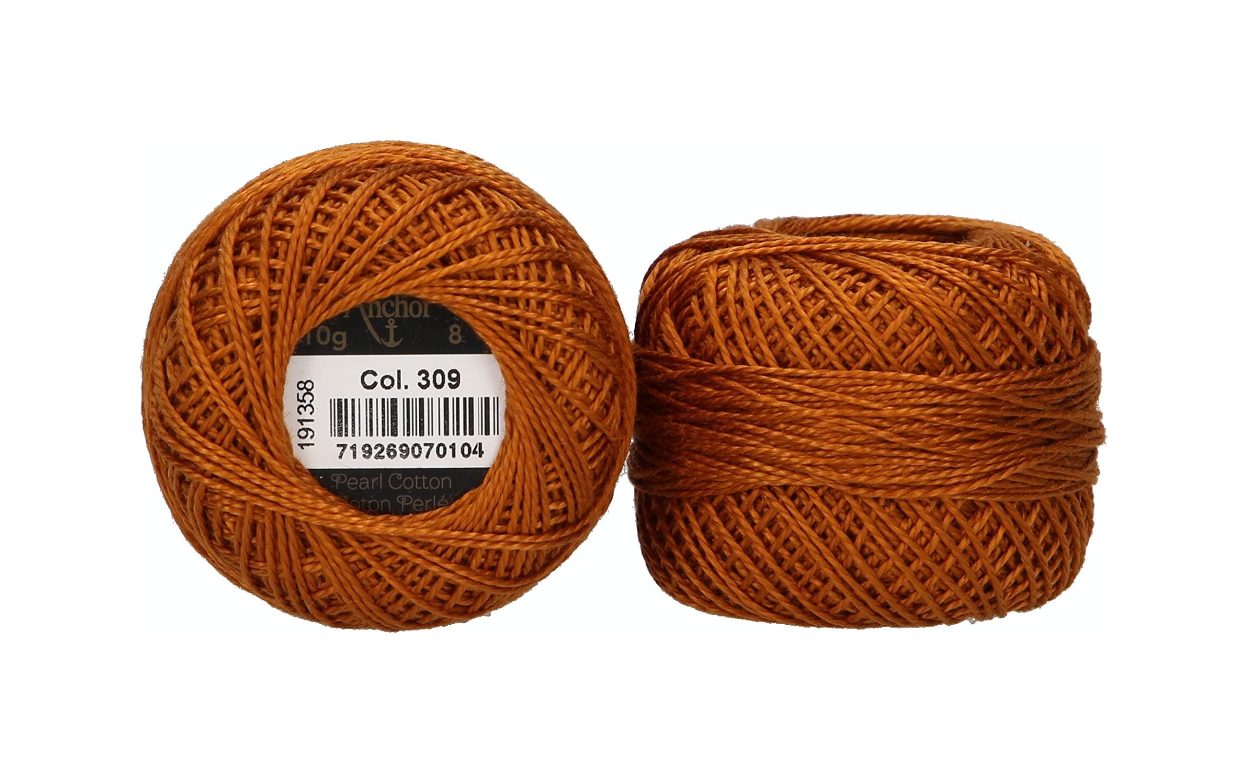 Anchor Embroidery Thread, Cotton, Golden Brown, Stärke 8, 82m