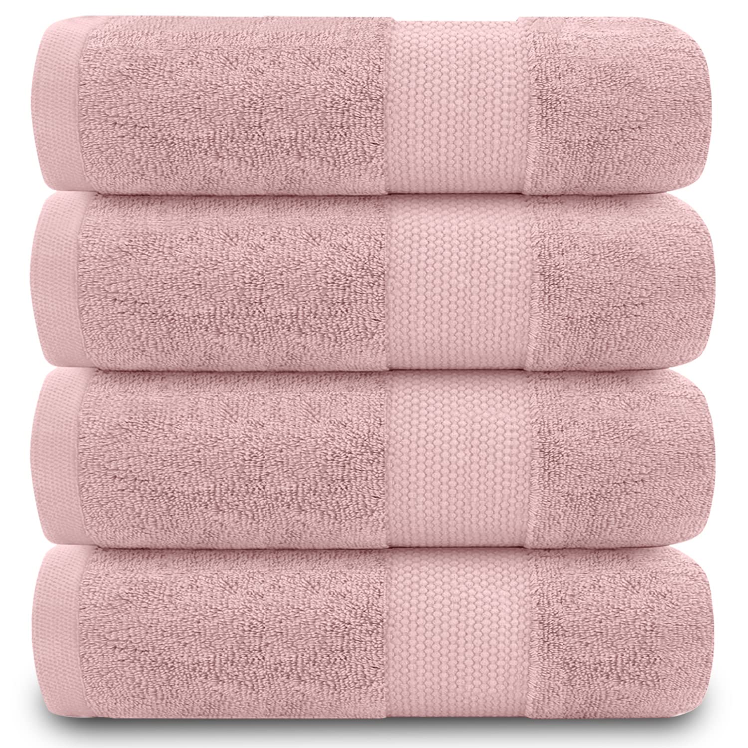 GC GAVENO CAVAILIA Fade Resistant Bathroom Towels Set, 700 GSM Premium Quality Extra Absorbent 100% Cotton Bath Towel, Soft Pink, 4PK Hand Towel, 555421