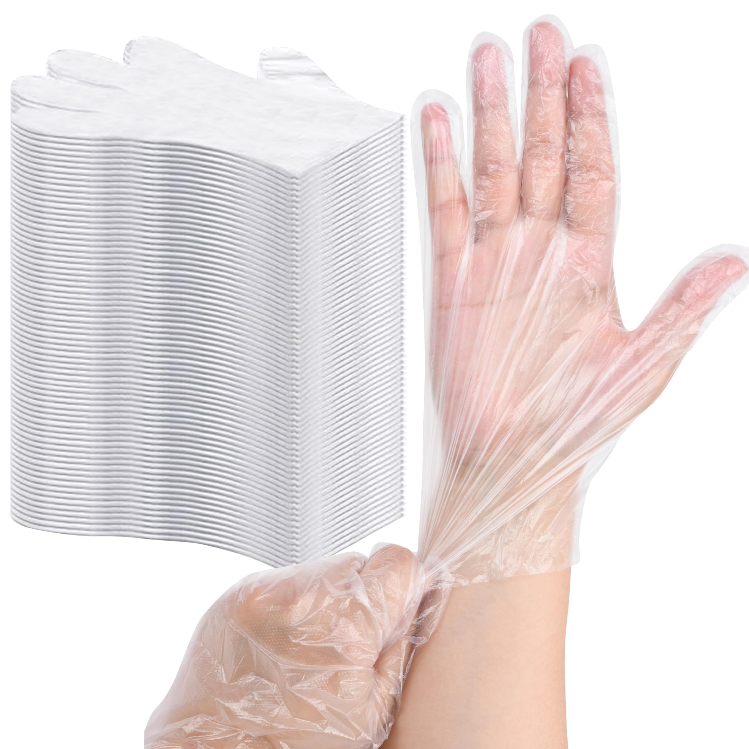 Photo 1 of BYMORE 1200 Pcs Disposable Plastic Gloves Bulk, Clear Food Handling Service Gloves for Kitchen Food Prep Food Service Food Handling Cooking Cleaning, One Size Fits Most
