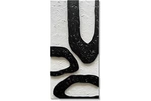 NANKAI Art 48x24 Inch White and Black Thick Texture Abstract Oil Painting Hand Painted Modern Minimalist Oil Painting Home Office Corridor Wall Decorative Art