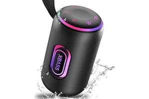 TAOPODO Portable Bluetooth Speaker x Stocking Stuffers, Bluetooth 5.4 Speaker, 30W Dual Speaker, 2.0 Channel, Deep Bass, 30H Playtime, Colorful RGB Lights, IPX7 Waterproof, White Elephant Gifts for Adults