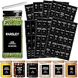 GPOVVIMX 191 Spice Jar Labels Preprinted Minimalist Stickers - Matte Black Waterproof Label - Fit Round or Rectangle Spice Ja