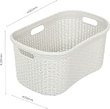 Addis Faux Rattan Hipster Laundry Basket 40 Litre Calico Cream view 5