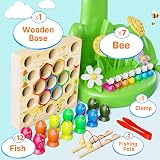 COOLJOYA Wooden Magnetic Fishing Game Toddler Toy Montessori STEM Gift view 6