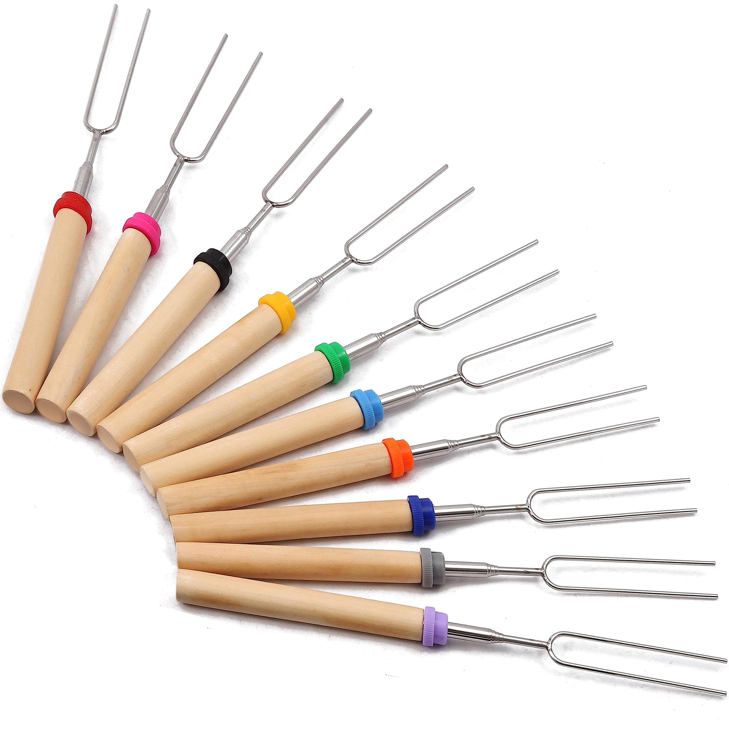 MalloMe Smores Sticks for Fire Pit - Accessories for Campfire Marshmallow Roasting Sticks Smores Kit Outdoor - Smore Skewers Hot Dog Fork For Outside, Camping Essentials Bonfire Gear Long 32