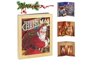 LIUCOCOTOS The Night Before Christmas Pop-Up Book, With Light and Sound, Christmas Music Storybook Picture Books, Recordable Storybooks for Children, Gift for Children at Christmas (3.9x7.8 inch)