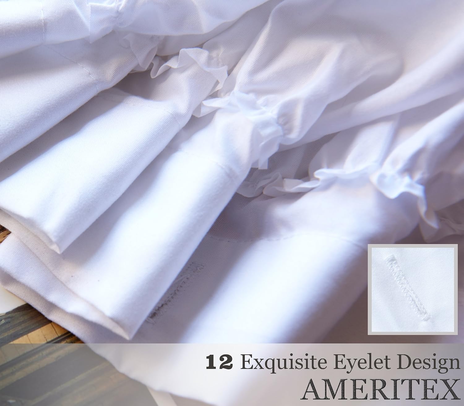 Ameritex Ruffle Shower Curtain Home Decor | Soft Polyester, Decorative Bathroom Accessories | Great for Showers & Bathtubs (72" x 72", White): Furniture & Decor