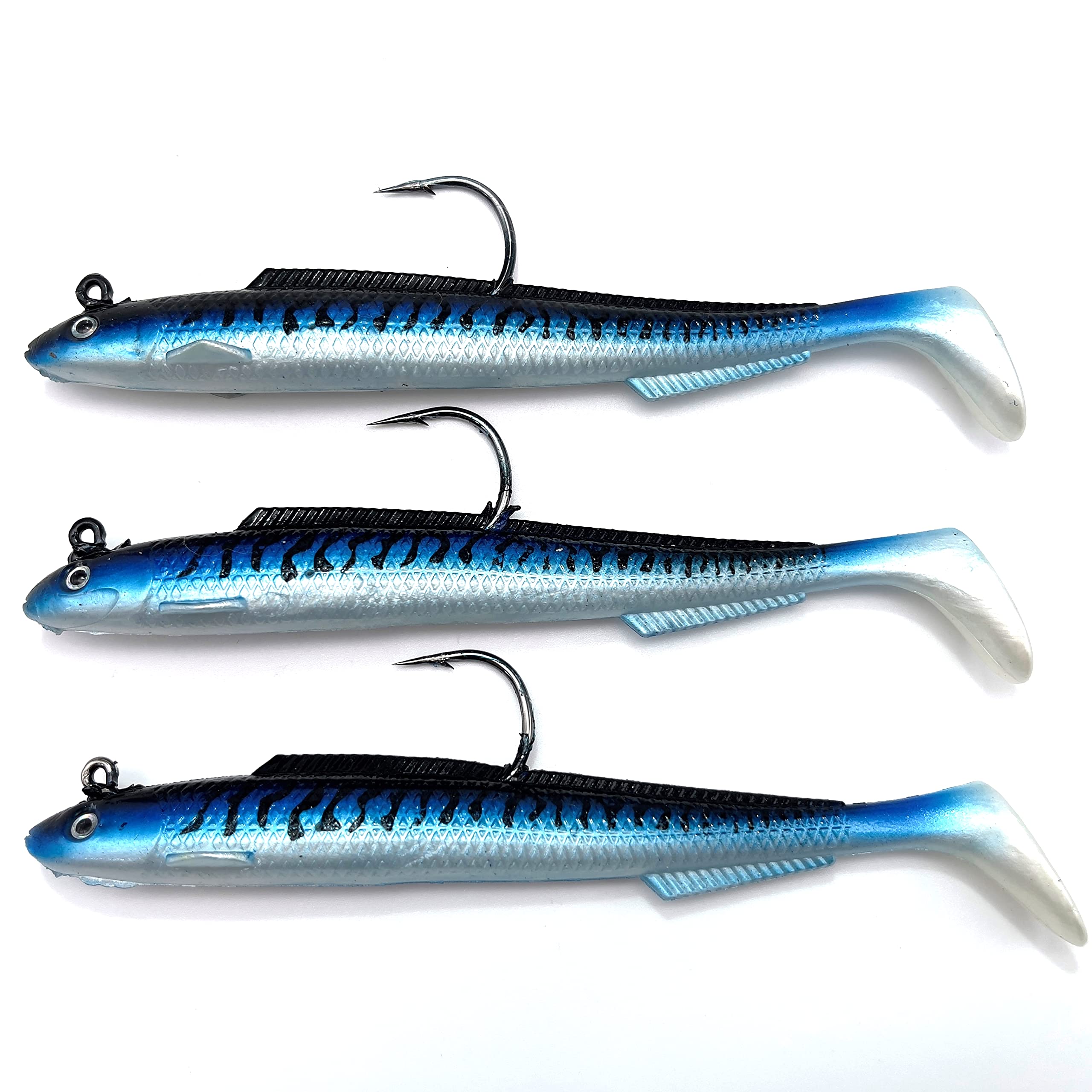 EVERBAY Soft Lures Set with Jig Head, Soft Swimbaits with Paddle Tail, Sinking Baits for Sea Fishing/Saltwater, Fishing Jigs, Trout Bass Lures, Fishing Gear Gifts, 15cm/30g, 3pcs
