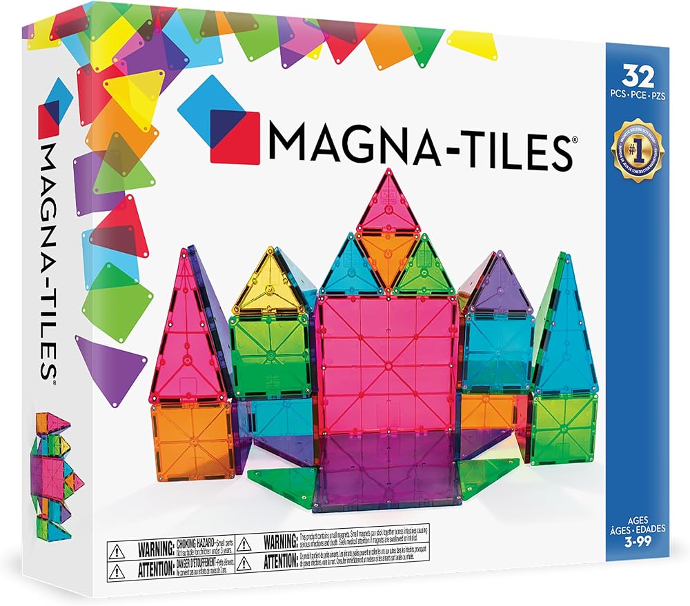 Magna-Tiles Classic 32-Piece Magnetic Construction Set Geometry Shapes