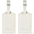 Travelambo Luggage Tags for Suitcases Faux Leather Privacy Protection 2 Pack Bag Tags Travel Accessories Essential, Ivory