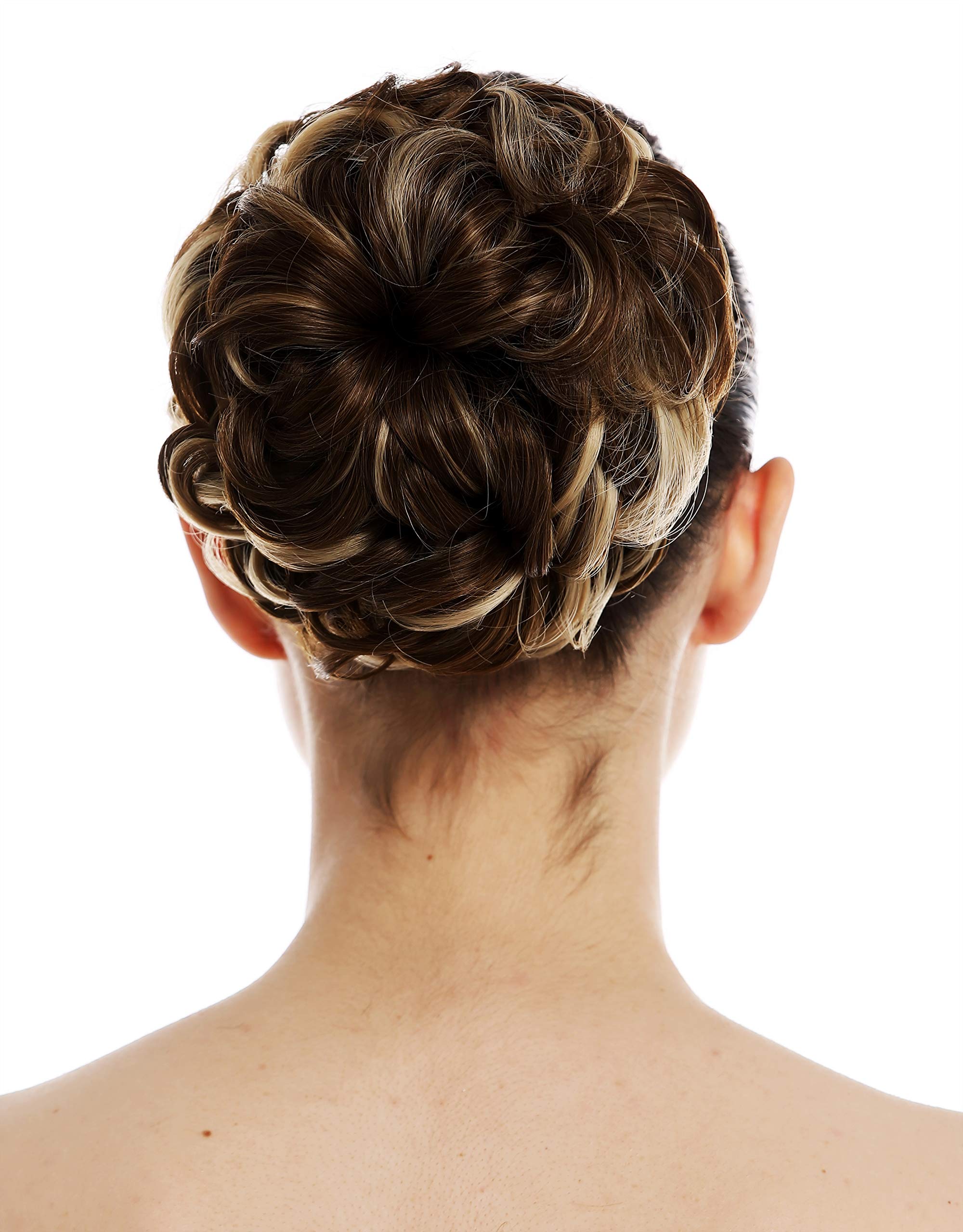 WIG ME UP - TYP-669-18-24 Hairpiece open hairbun hair rose nest bun extension wild wavy volume brown and blond highlights