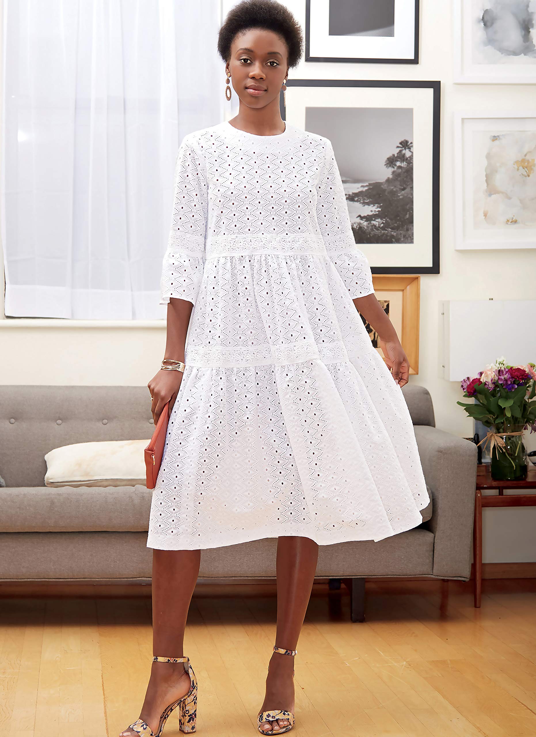 McCall's Patterns McCall's Women's Knee Length Pleated Dress, Sizes 14-22 Sewing Pattern, White