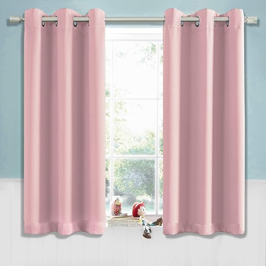 KEQIAOSUOCAI Pink Blackout Draperies Curtains for Baby Kids Girls Room