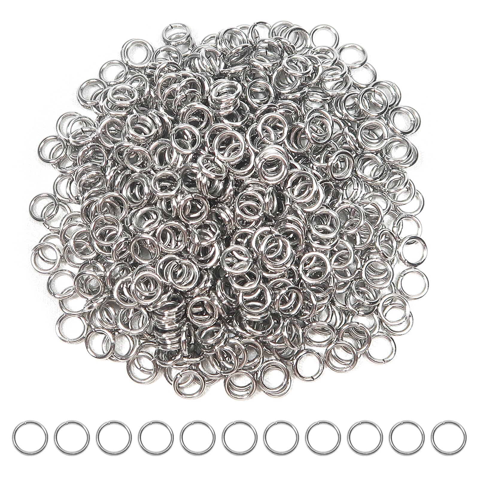 TOAOB 500pcs Open Jump Jump Rings Stainless Steel Silver 4 mm Link Chain Link for Bracelet Necklace Making Craft