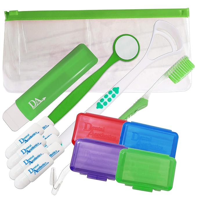 Braces Starter Kit Orthodontic Toothbrushes, Wax & More (Green