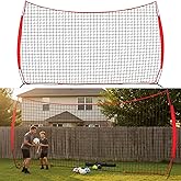 Wemily 16x10ft Barricade Backstop Net, Ball Sports Barrier Net, Portable Practice Net with Carry Bag, for Baseball, Softball, Lacrosse, Soccer, Basketball, Tennis