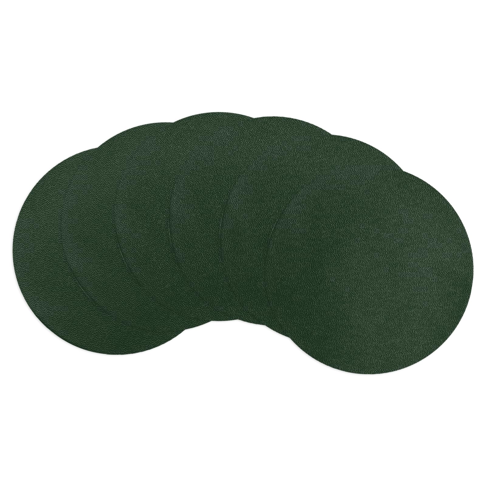 uxcell Round Drink Coasters Set of 6 Dual Sided Non-Slip Non-Stick Waterproof Leather Coasters for Drinks, Coffee Table, Housewarming Gifts, Home Decor 4"×4"Blackish Green