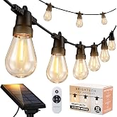 Brightech Ambience Pro 27-Ft Solar String Lights for Outside - Super Bright Remote Control Color Adjustable Outdoor String Light - Commercial Grade String, Waterproof LED for Patios, Camping, 12 Bulbs