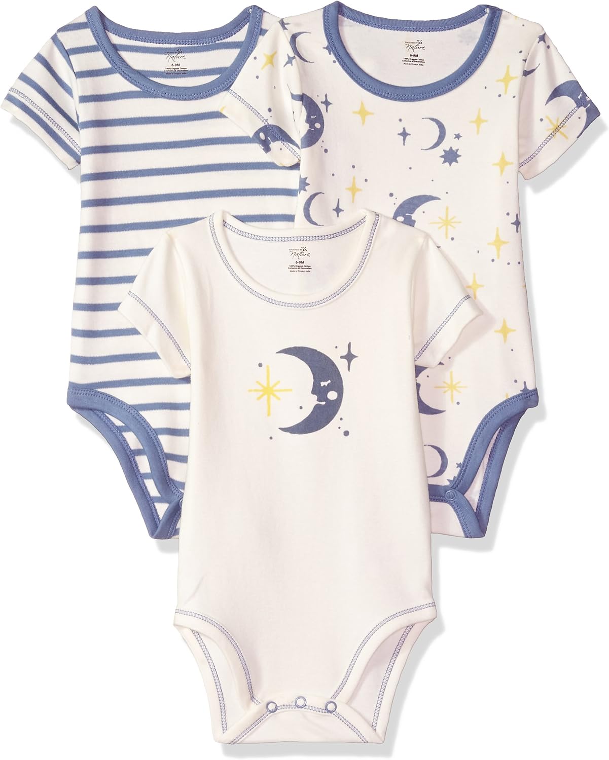 Touched by Nature Unisex Baby Organic Cotton Bodysuits: Clothing