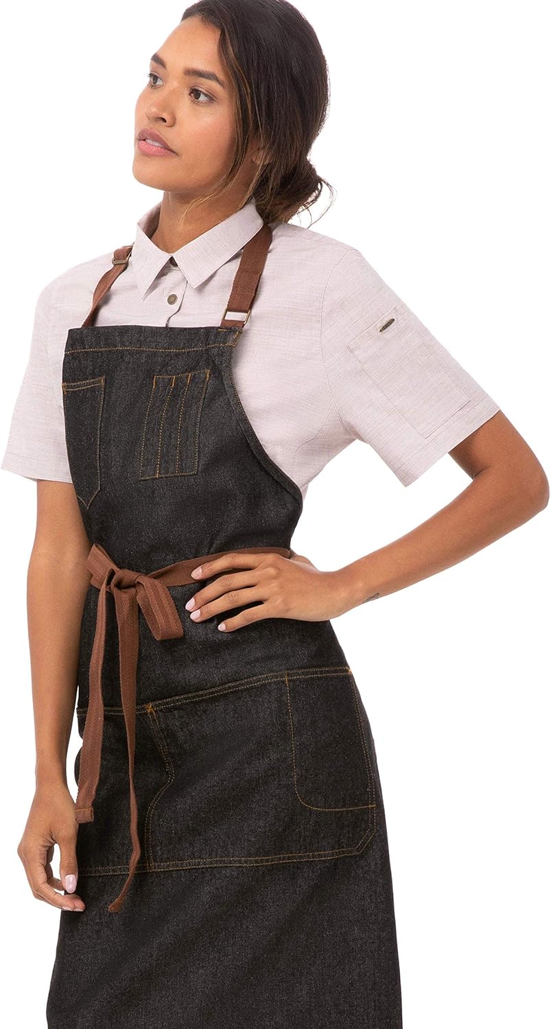 Chef Works Unisex Memphis Bib Apron, Black, One Size: Clothing