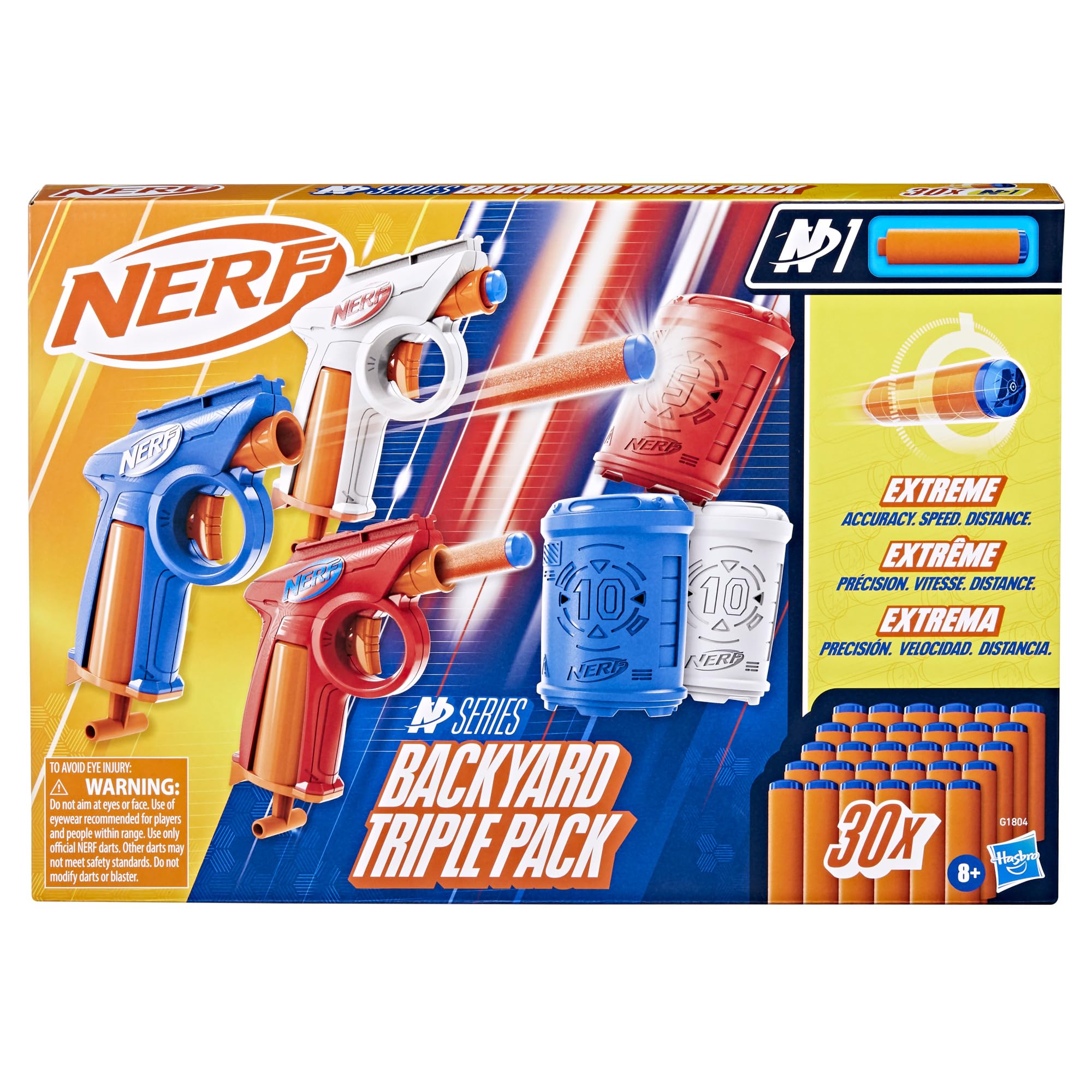 Nerf N Series Backyard Triple Pack, Includes 3 Flex Blasters, 3 Targets, 30 N1 Darts, Ages 8+ (Amazon Exclusive)