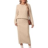 Women's 2 Piece Sweater Set Outfits Long Sleeve Pullover Top Bodycon Maxi Long Skirt Knit Dresses 2025 Fall