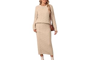OUKODS Women's 2 Piece Sweater Set Outfits Long Sleeve Pullover Top Bodycon Maxi Long Skirt Knit Dresses 2025 Fall