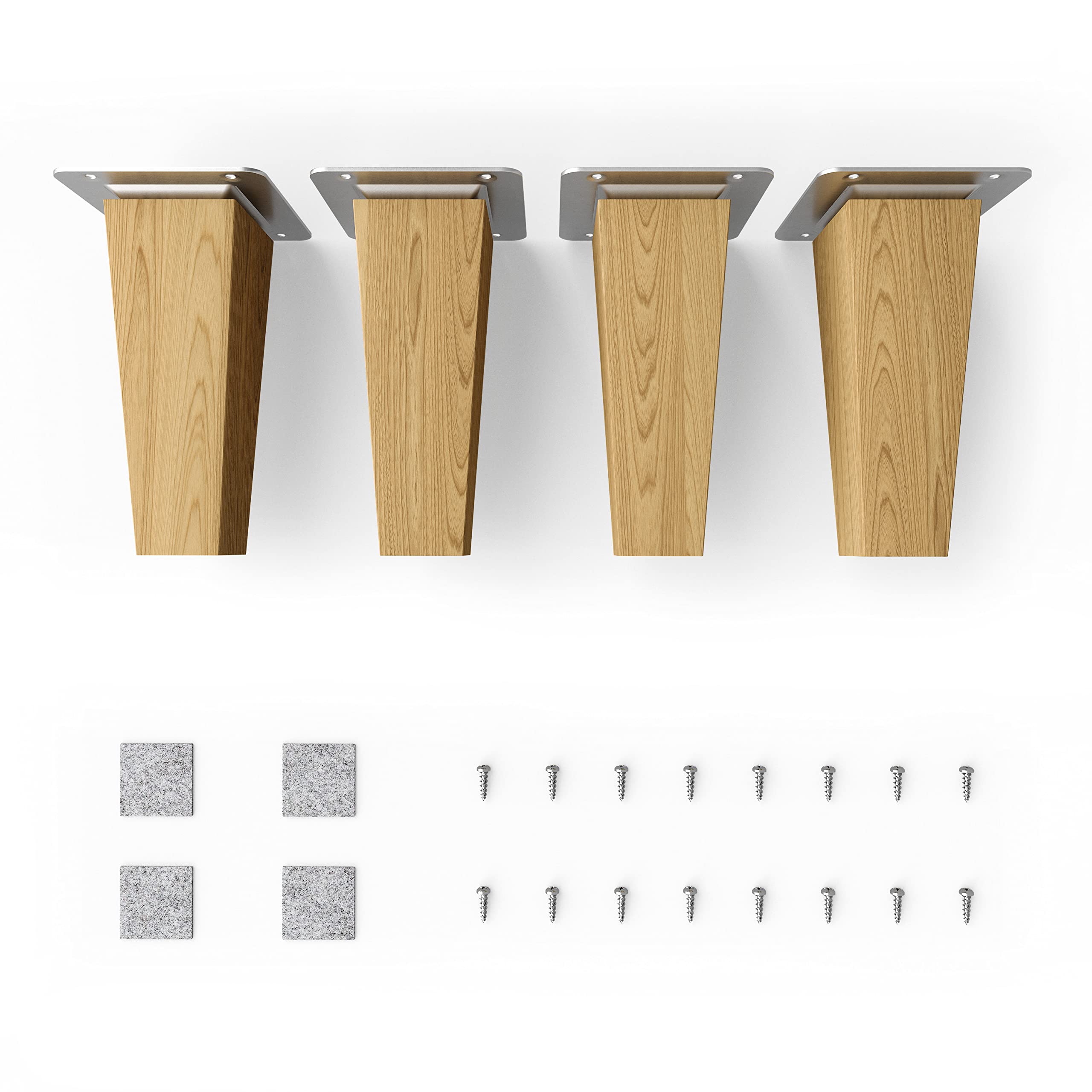 Sossai® Wooden furniture feet - Clif Square | oil finish | height: 12 cm | HMF3 | Square conical (straight design) | material: solid wood (oak) | for chairs, tables, cupboards