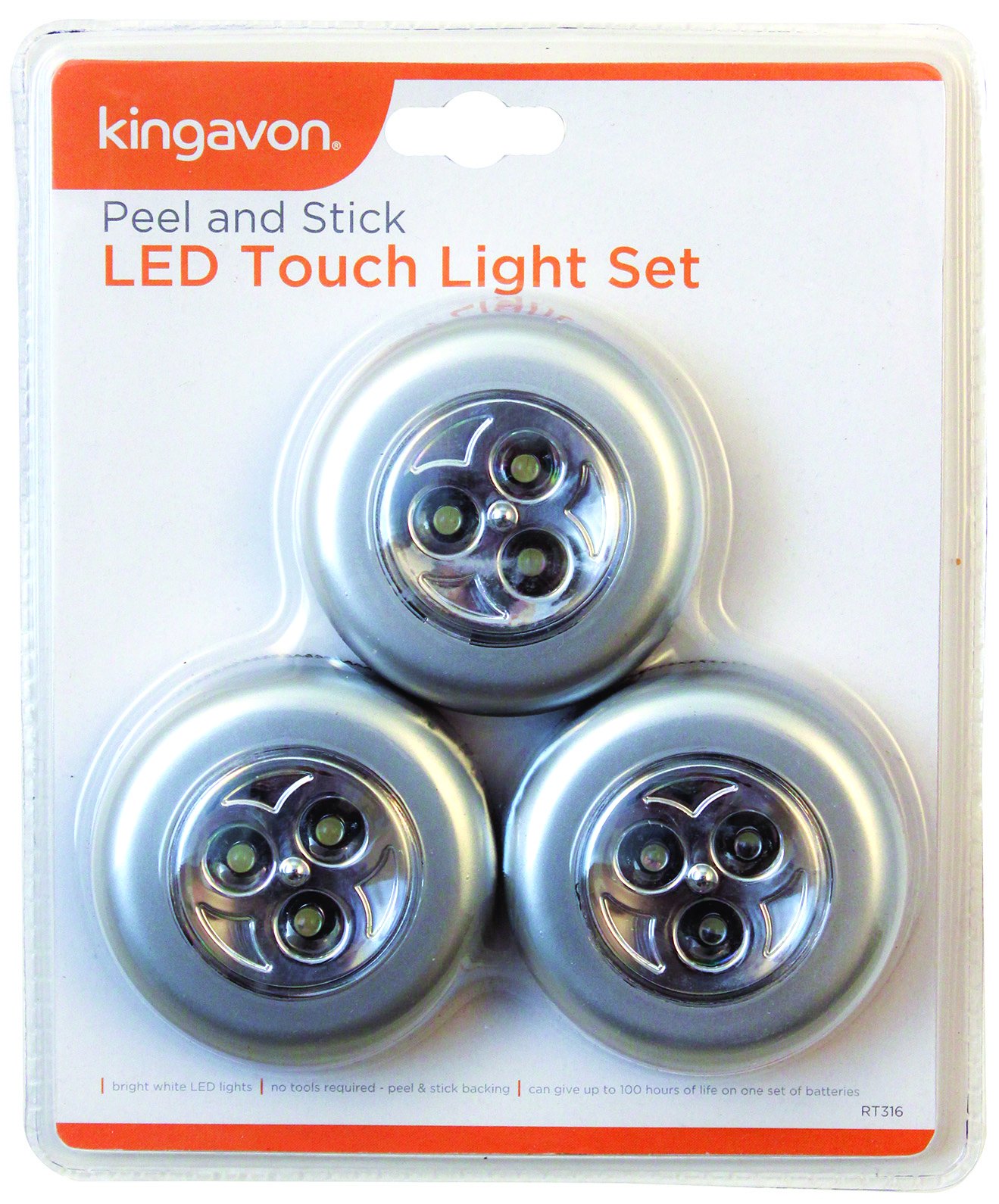 Kingavon BB-RT316 Peel and Stick LED Touch Light Set