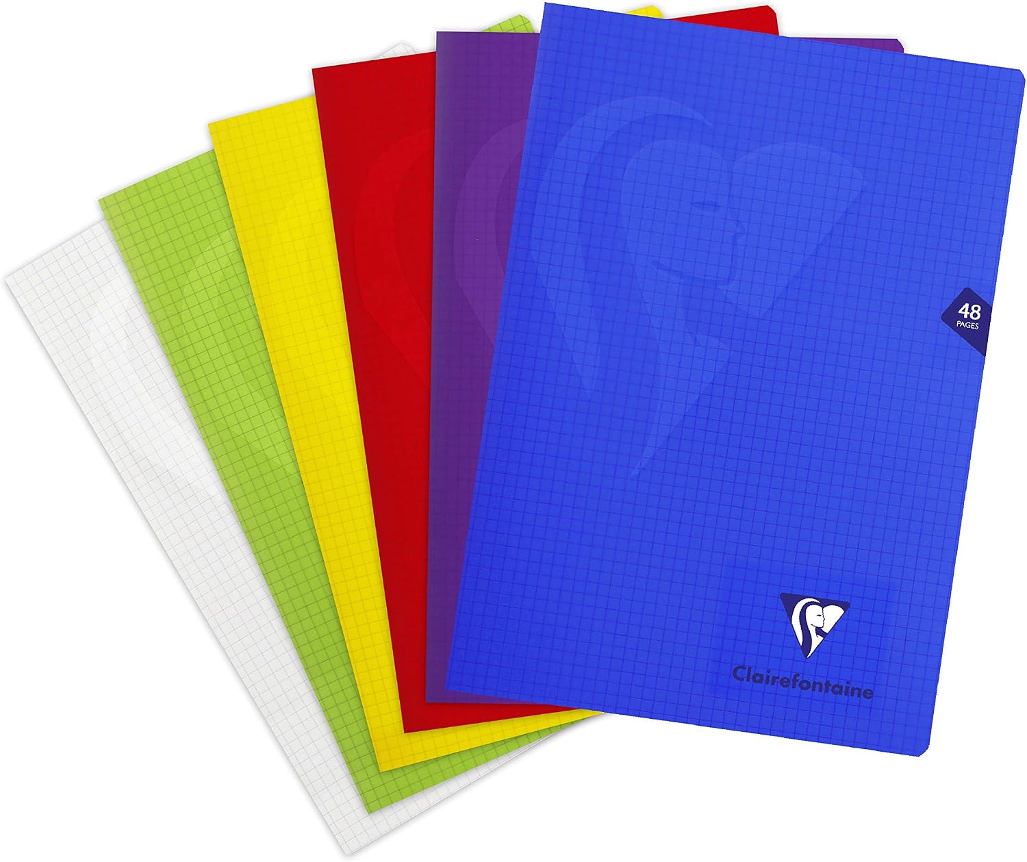 Clairefontaine 303102C Set of 10 Mimesys Stapled Notebooks, A4 21x29.7 cm, 48 Small Squares Pages, White Paper 90 g