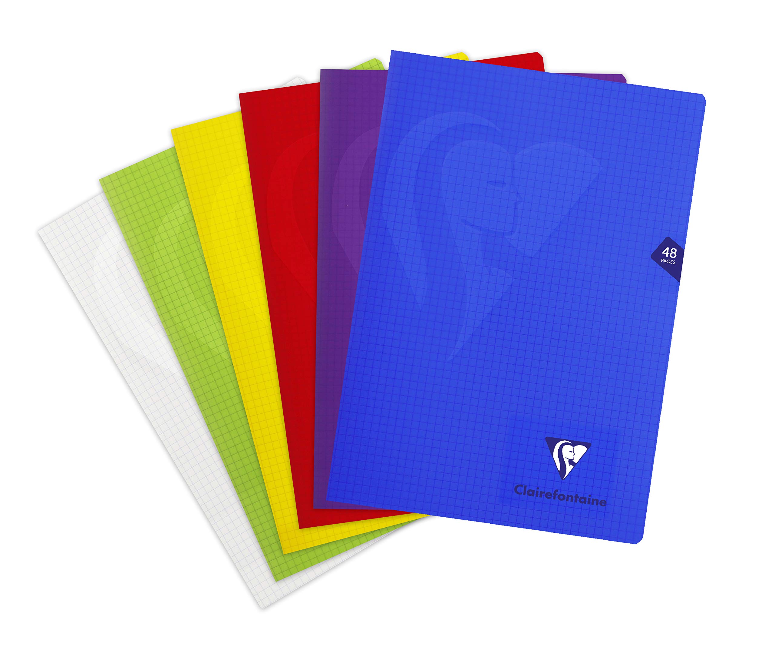 Clairefontaine 303102C Set of 10 Mimesys Stapled Notebooks - A4 21x29.7 cm - 48 Small Squares Pages - White Paper 90 g - Transparent Cover - Random Colours