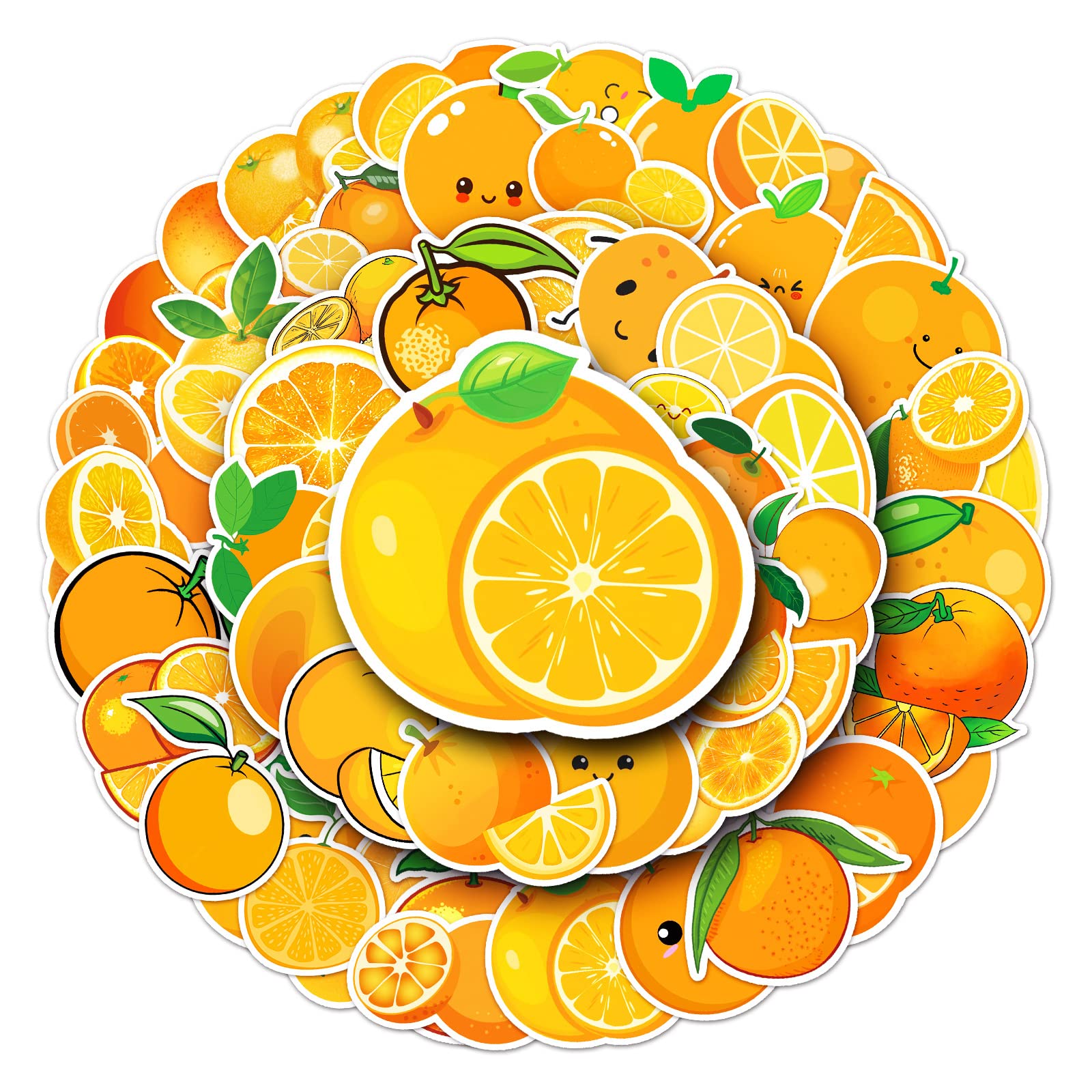 50Pcs Orange Stickers Laptop Car Scrapbook Phone Skateboard Suitcase Luggage Bike Orange Stickers Vinyl Waterproof Aesthetic Personalised Stickers for Teens Boys Girls Adults Children