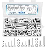 Besitu 252Pcs Hex Bolts and Nuts Assortment Kit, 1/4-20, 5/16-18, 3/8-16 Assorted Bolts Nuts and Washers Kit, 304 Stainless S