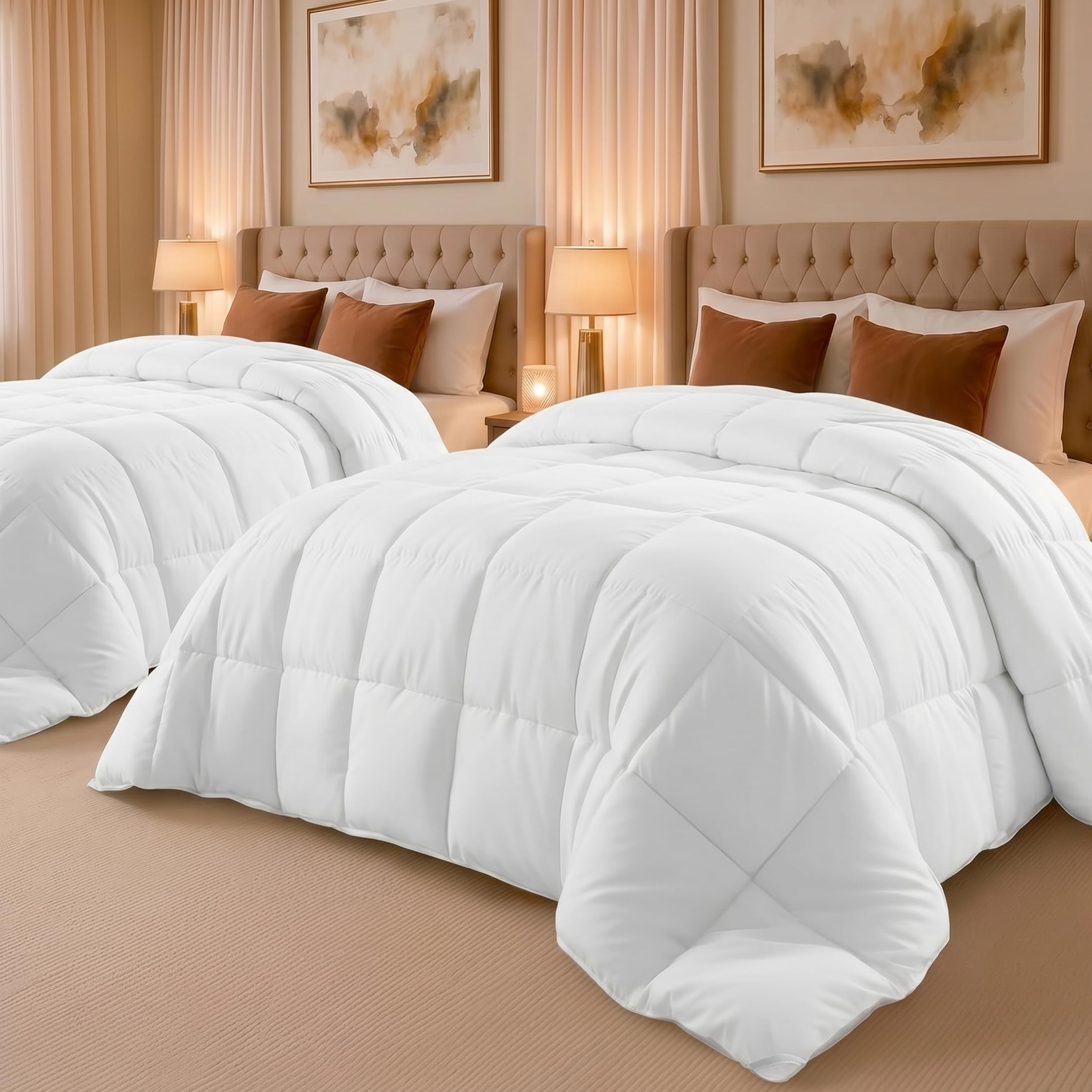 Utopia Bedding Comforter Duvet Insert, Quilted Comforter with Corner Tabs, Box Stitched Down Alternative Comforters Twin XL Size (White, Pack of 4)