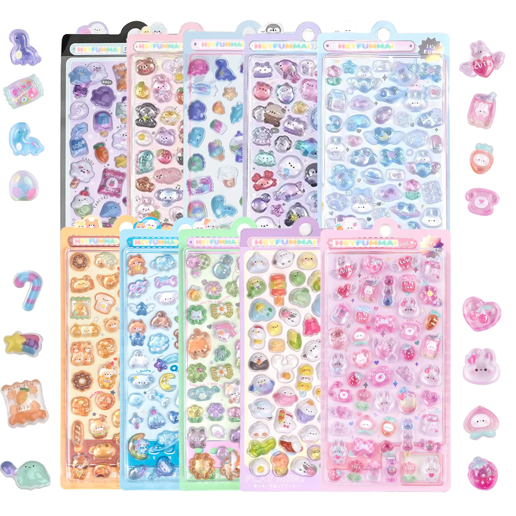 Photo 1 of 3D Cute Mini Puffy Stickers,10 Sheets 500+Kawaii Resin Decorative Stickers for Phone Case Or DIY Planners Notebooks Scrapbooks Handbooks Decoration ?