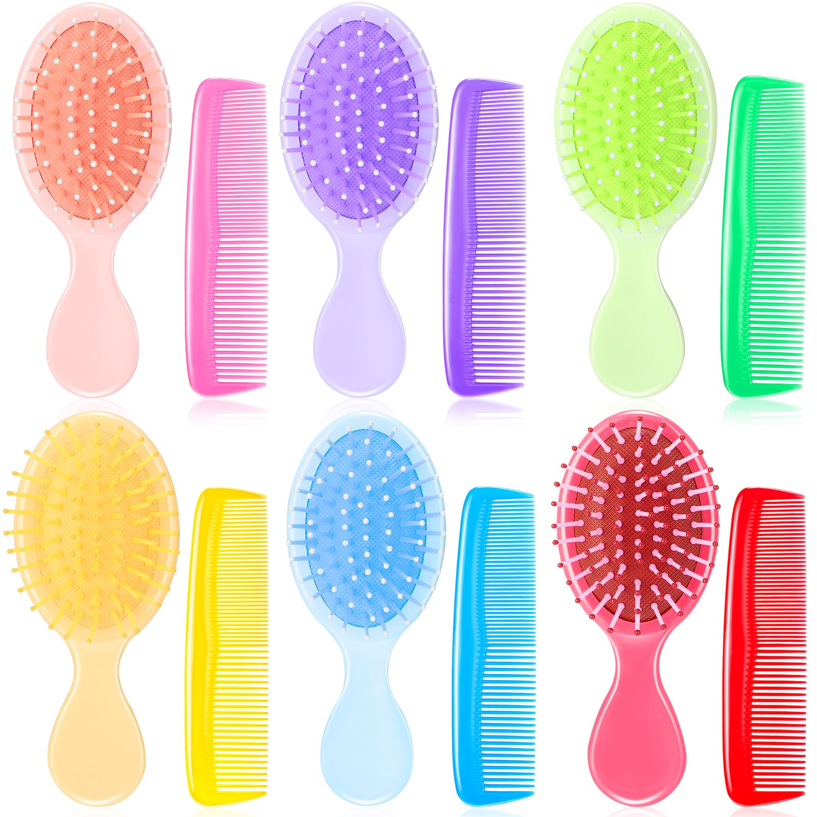 Photo 1 of 12 Pack Wet Small Hair Brush Combs Set, 6 Detangler Mini Brush Detangling Travel Hair Brush 6 Plastic Fine Wide Combs for Women Men Kids Toddler Girls Baby(Bright Color)