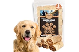 BRUTUS & BARNABY Premium Beef Cheek Rolls for Dogs 5-7" - (5-Pack), Peanut Butter Flavored Long Lasting, Safe & Natural Rawhide Alternative Chews, Ideal for Large Dogs & Aggressive Chewers, Supports Dental Health