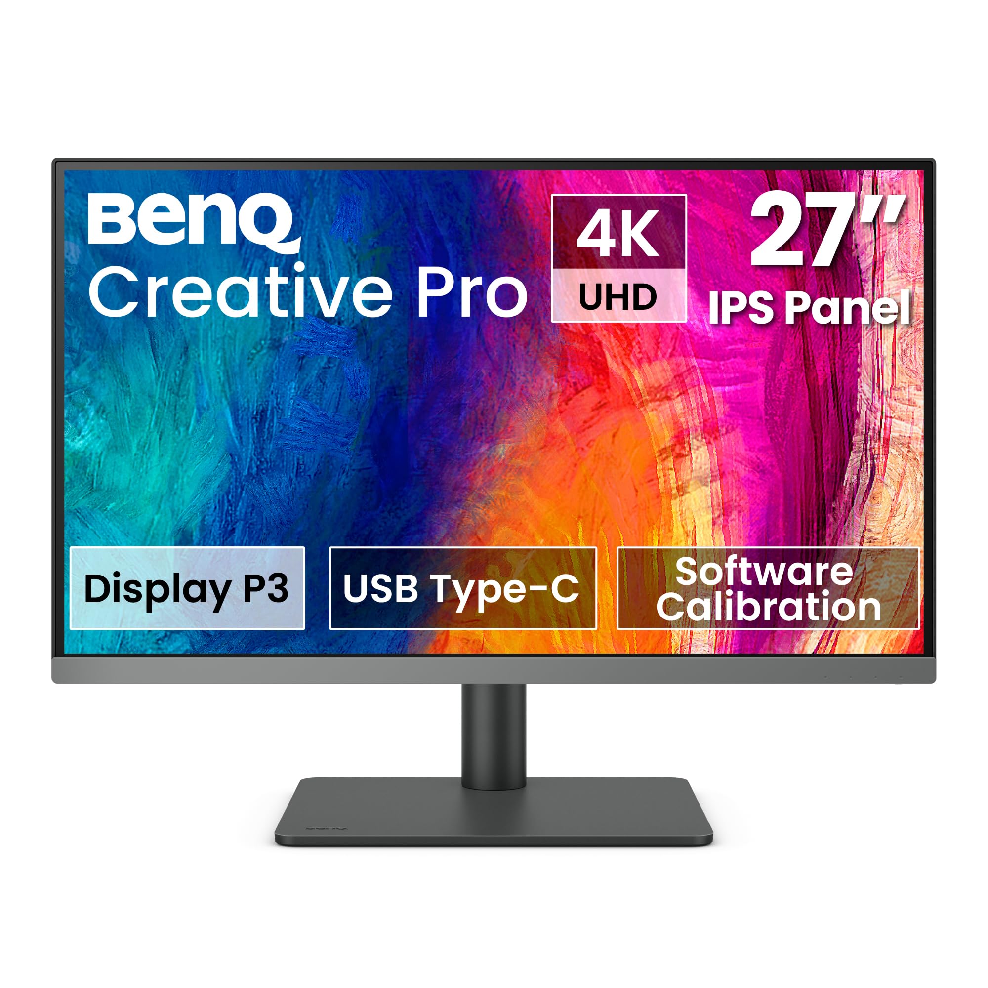 BenQ Creative Pro PD2706U 27 Zoll 4K Monitor, 90W USB-C, UHD, P3, DisplayHDR 400, IPS, werkseitig kalibriert, DualView, Dunkelkammermodus, Animationsmodus, CAD/CAM-Modus, Hotkey Puck G2, KVM