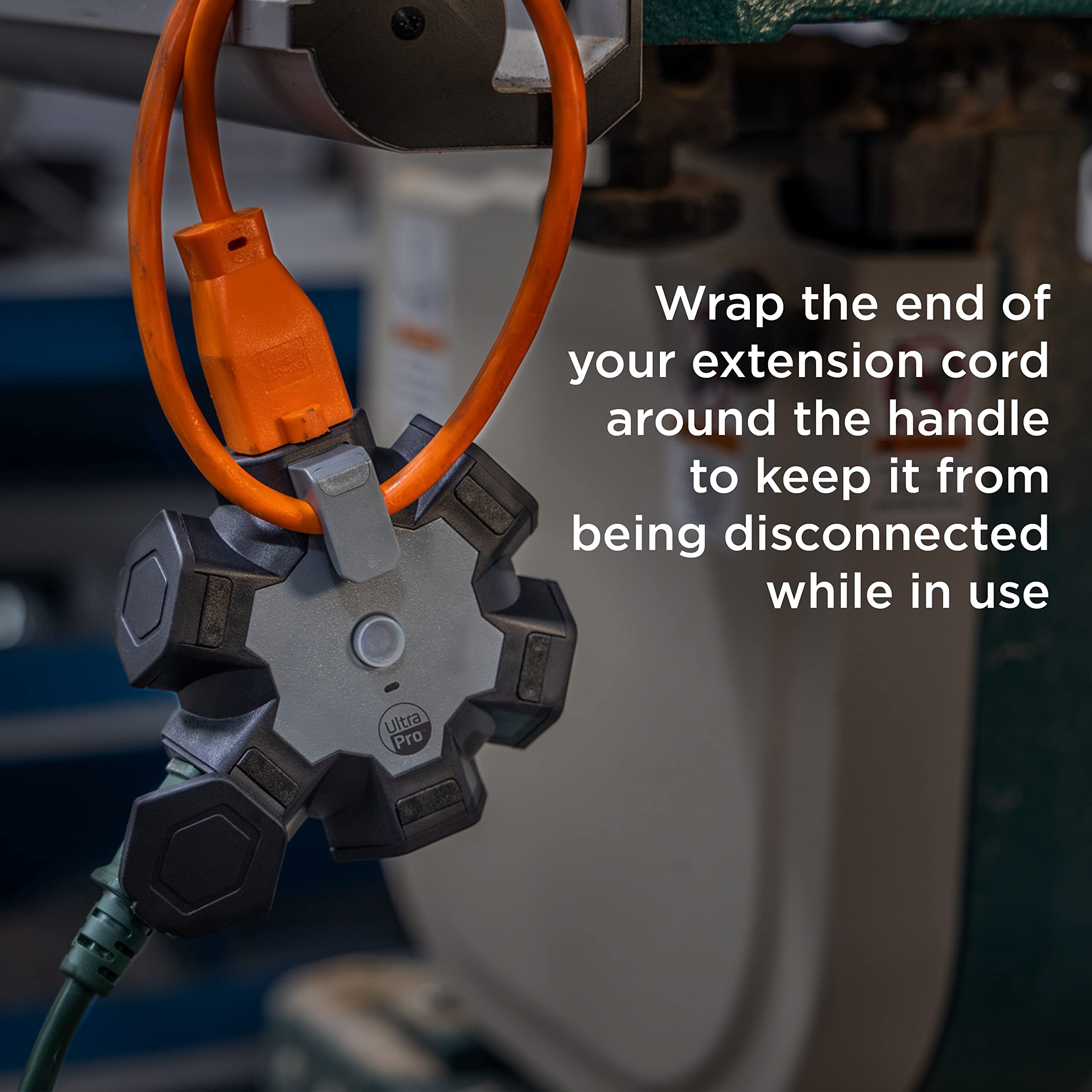 UltraPro Heavy Duty 5-Outlet Extender, Outdoor Extension Cord Adapter, Resettable Circuit Breaker and Storage Hook, Ideal for Seasonal Lighting, Decorations, Tools, and Appliances, Gray, 60213