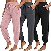 Neer 3 Pack Joggers for Women Lightweight Lounge Pants with Comfy Pockets Yoga Joggers for Workout Travel Casual