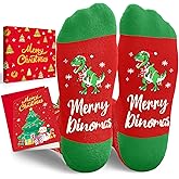 HAPPYPOP Christmas Stocking Stuffers - Xmas Dinosaur Cat Gifts, Dog Socks with Greeting Card
